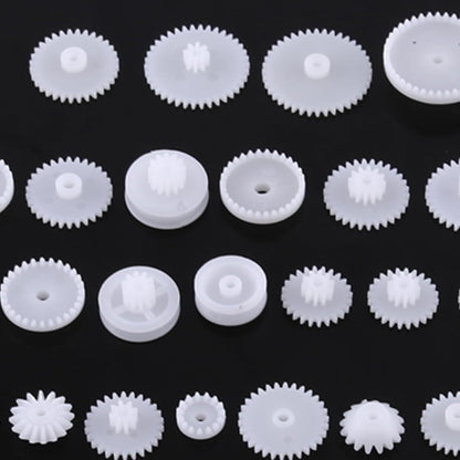 Walfront Plastic Motor Gears Robot Gear Kit Pulley Belt Single Double Crown Gears Set for DIY Car Robot (64 Kinds)