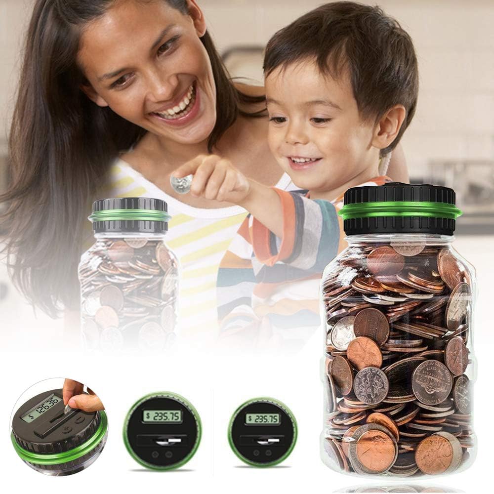 Digital Counting Money Jar, Digital Coin Counter with LCD Display Large Capacity Money Saving Box for Kids Adults as Gift on Christmas,Birthday (Blue)