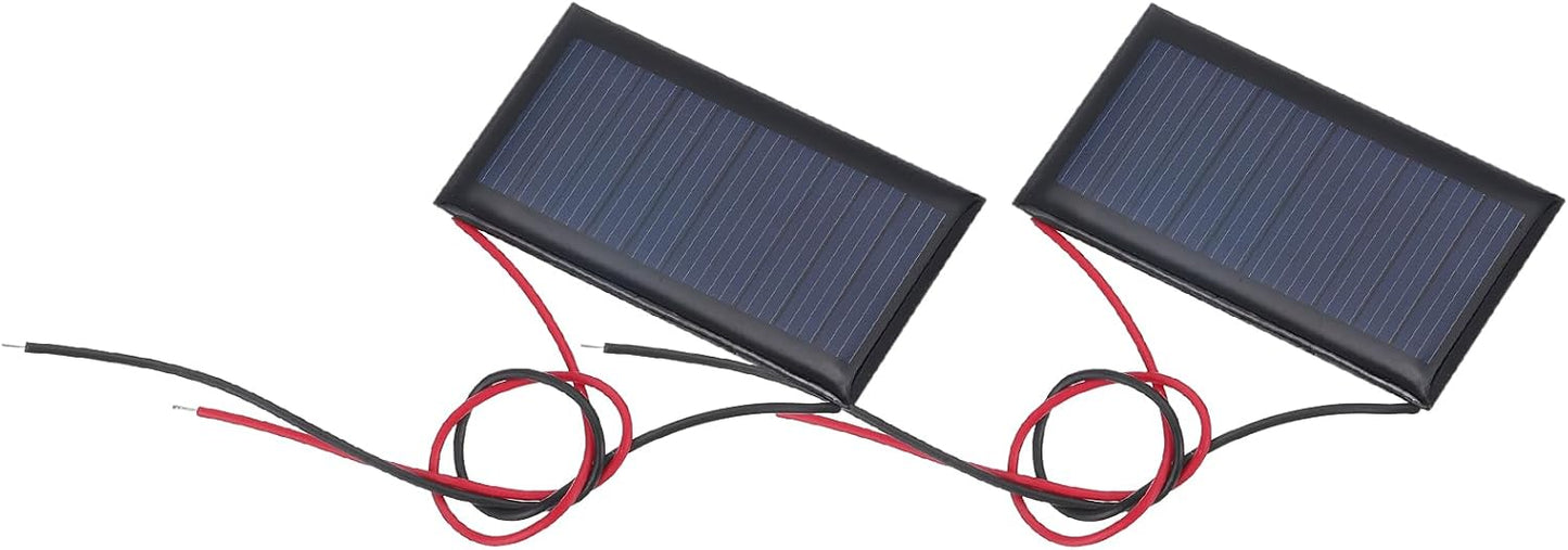 MECCANIXITY 2 Pcs 5.5V 0.44W 70mA Mini Solar Panels, Small Polycrystalline Solar Cell Panel with 2 Cable for DIY Electric Toy Materials Kits Charger, 60mm x 60mm
