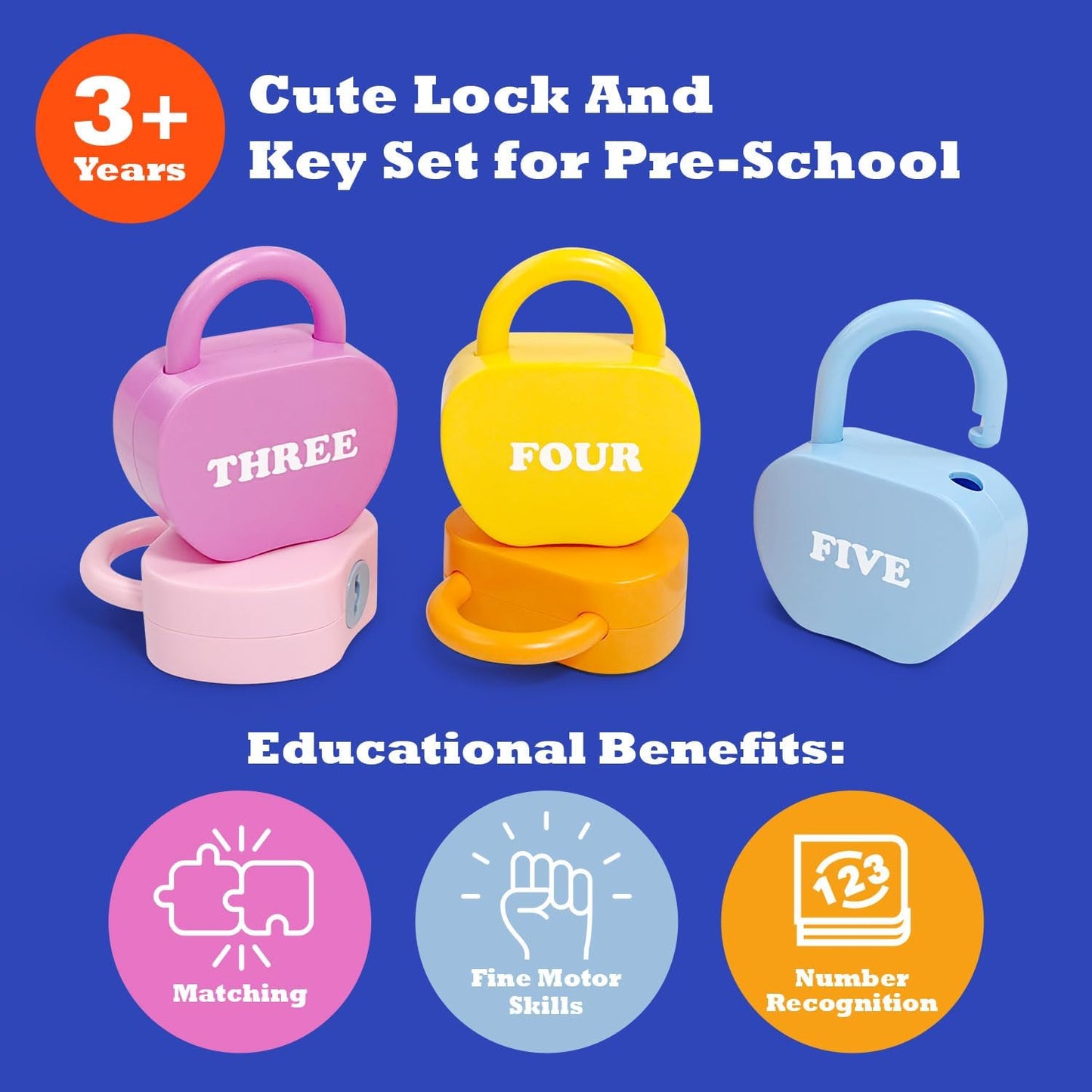 Apple Locks with Keys Toys for Toddlers Ages 3-5 – Montessori Number Toys for Kids 3 Year Old | Counting Games | Preschool & Kindergarten Classroom Must Haves