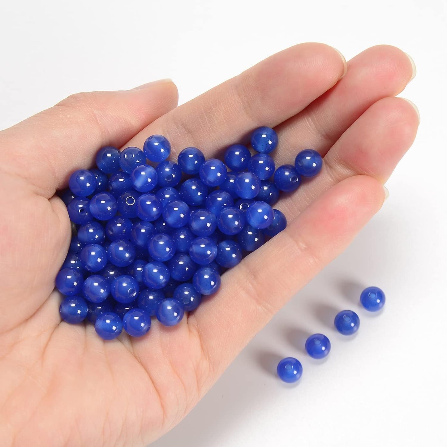 NCB 100pcs Original Natural Stone Beads Gemstone Round Loose Beads 6mm 8mm 10mm (Blue Aventurine, 6mm 100Beads) - Colors B