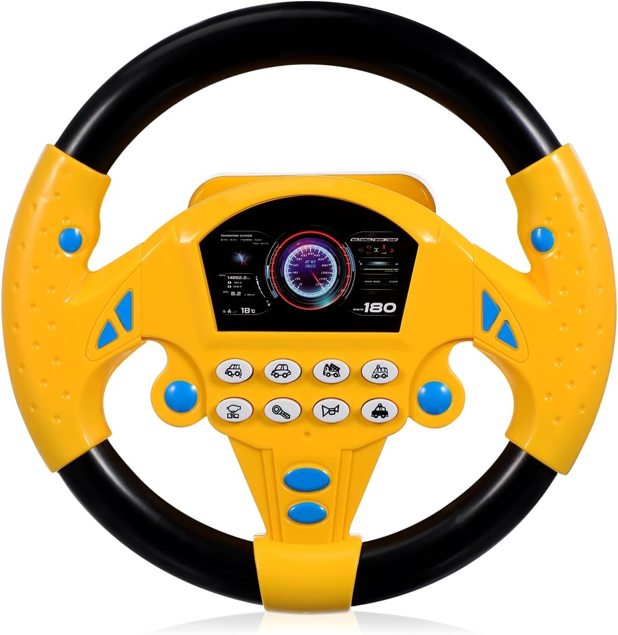 TOYANDON Kids Steering Wheel - Toddler Steering Wheel Toy, Simulated Driving Racing Car Game Controller, Pretend Driving Toy with Light and Music Electric Sounding Effects for Boys Girls (No Battery)