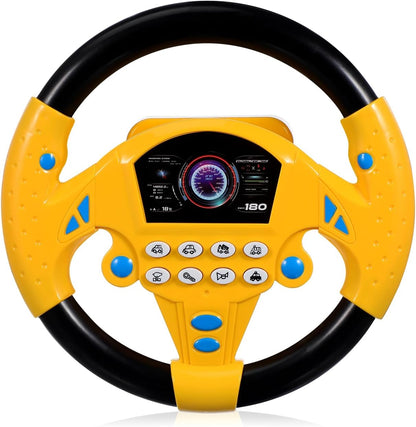 TOYANDON Kids Steering Wheel - Toddler Steering Wheel Toy, Simulated Driving Racing Car Game Controller, Pretend Driving Toy with Light and Music Electric Sounding Effects for Boys Girls (No Battery)