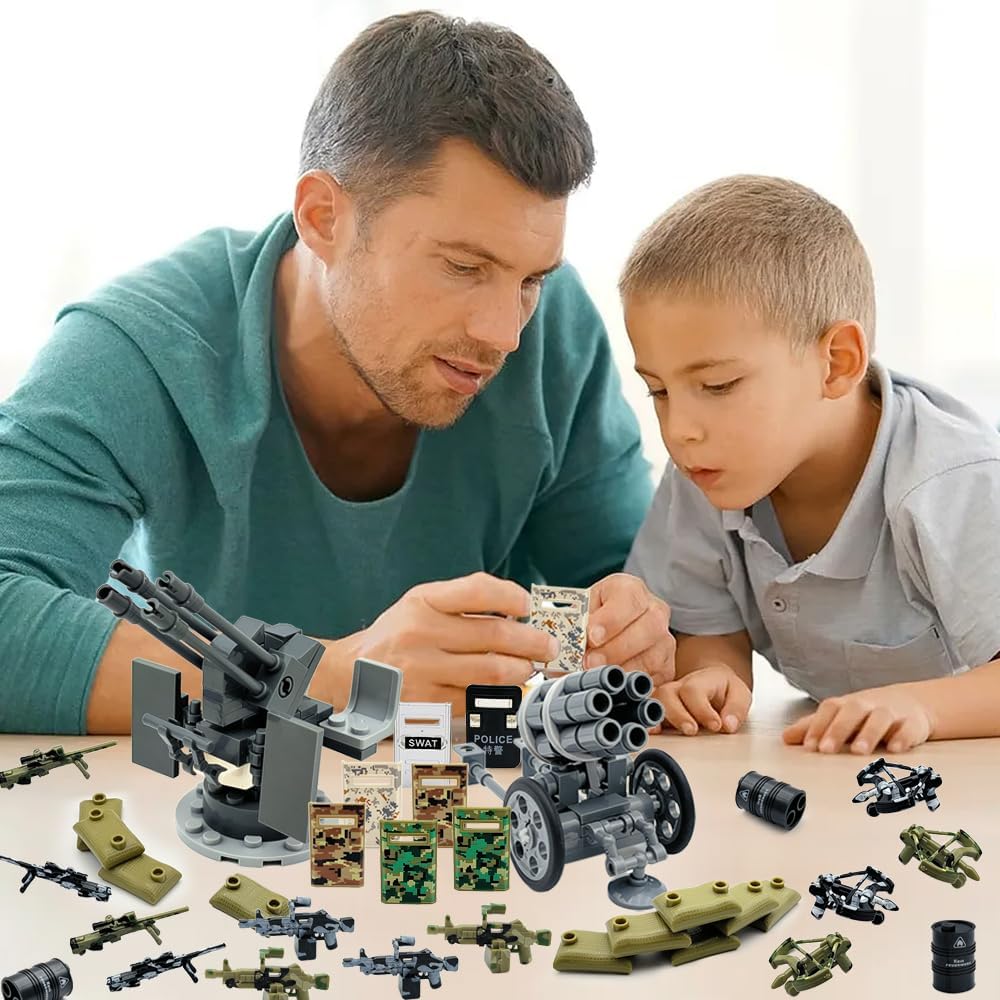350+ PCS Military Weapon Pack Accessories for Swat Team Building Block Toy Military Weapon Set Include Camouflage Guns for Army Equipment Gear Sets Compatible with Mini Figure of Major Brand