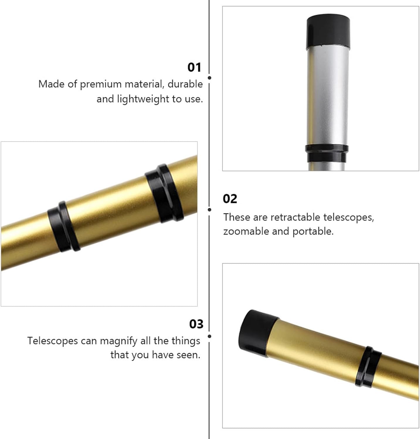 Healifty 2-Pack Retractable Monocular Telescopes for Kids Science Experiment Portable Toy Spyglass for Outdoor Exploration Hiking and Travel 12.59In