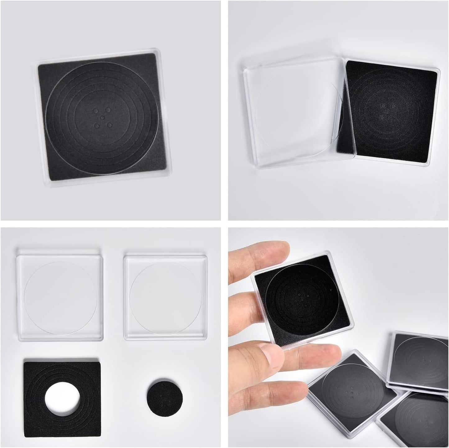 PAIYULE 96 Pieces 46mm Coin Capsules, with Foam Gasket and Plastic Storage Organizer Box, 6 Sizes (20/25/27/30/38/46mm) Coins Collector Case Holder for Coin Collection Supplies(Black)