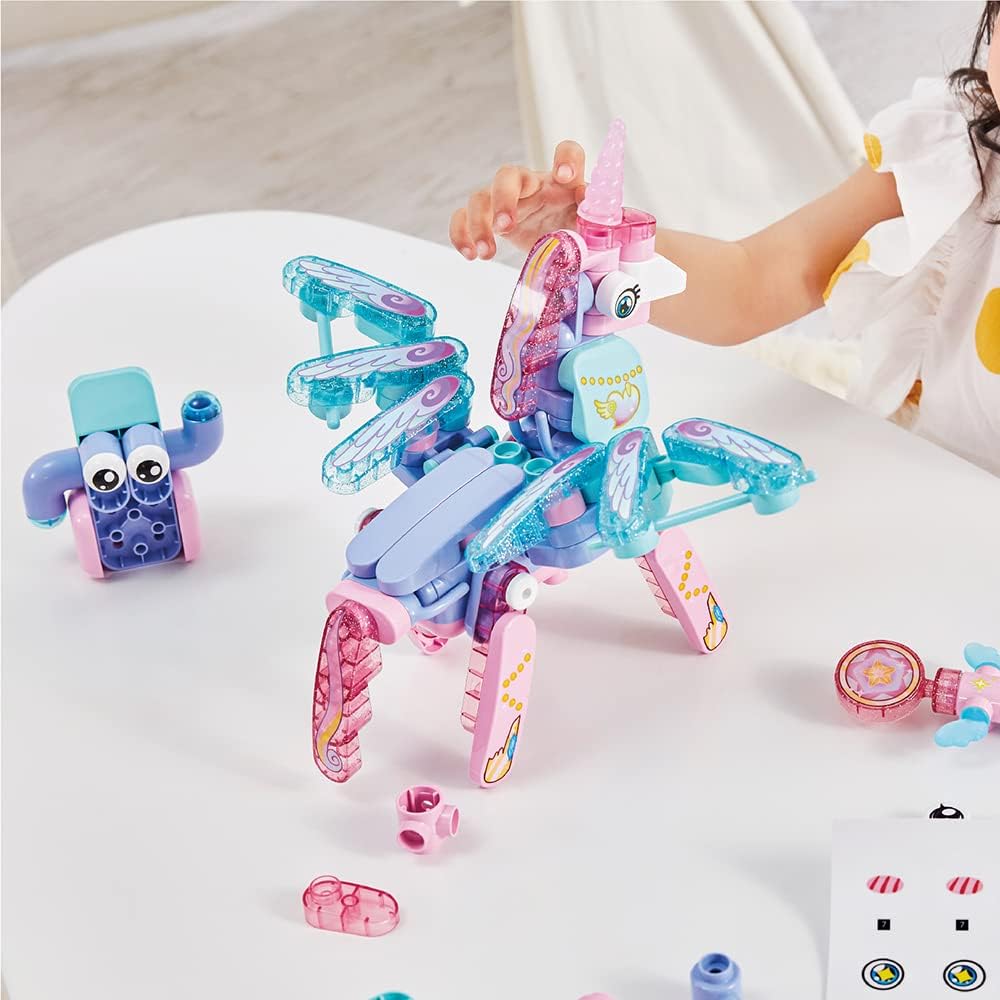 BOTZEES GO! Unicorn Robot for Kids - Building & Electric Remote Control STEM Learning Toy for Ages 3+, Girls - RC Magic Stick, App Based