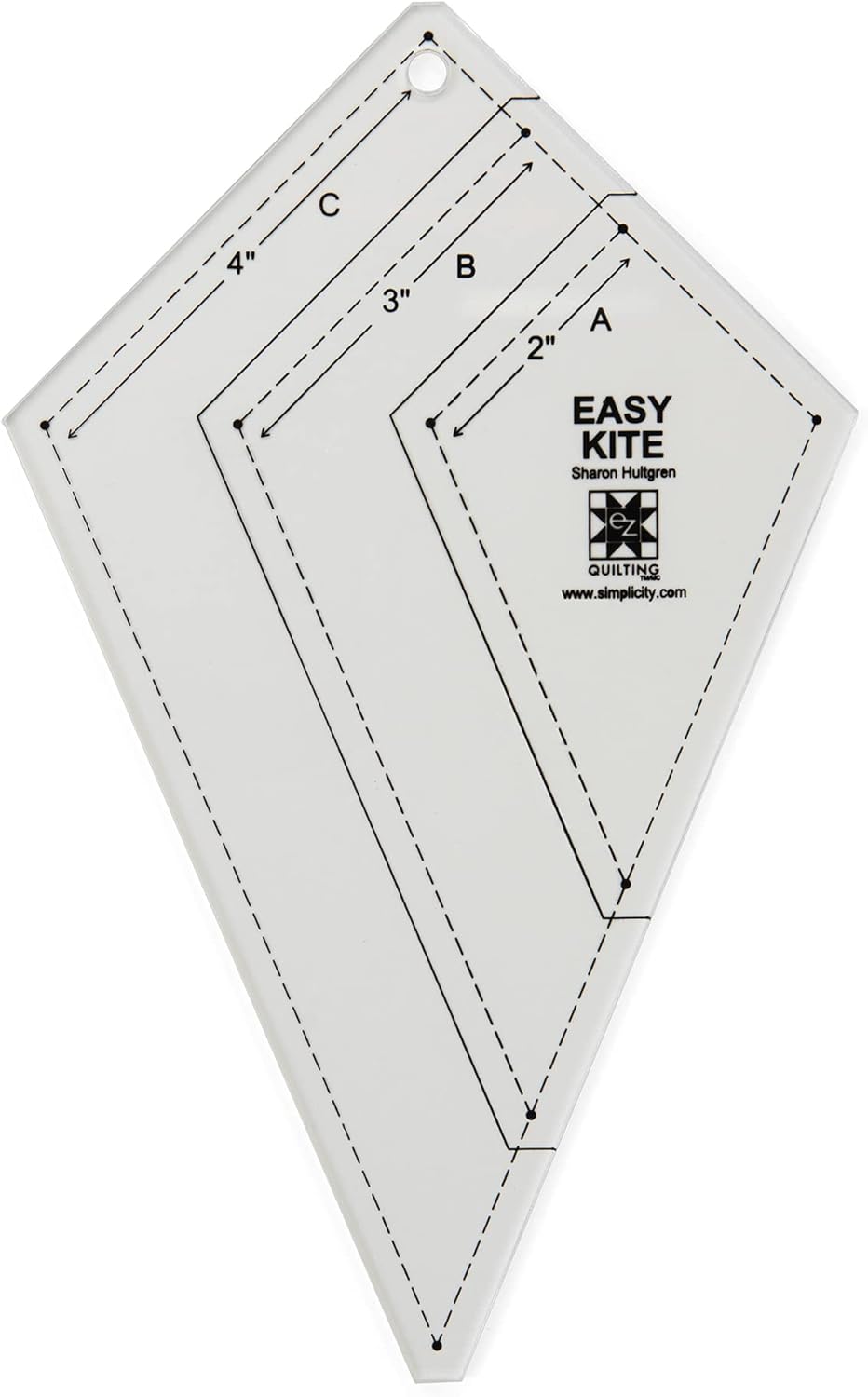 EZ Quilting 8829477 Acrylic Kite Quilting Template Set, Sizes 2.75" x 4.75", 4.25" x 7", and 5.625" x 9.625", 3pcs