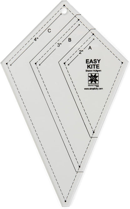 EZ Quilting 8829477 Acrylic Kite Quilting Template Set, Sizes 2.75" x 4.75", 4.25" x 7", and 5.625" x 9.625", 3pcs