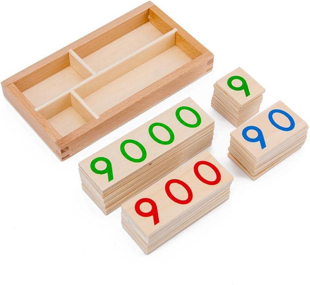 Wooden 1-9000 Number Card Pre- Teaching Aids Motor Skill Activity Gift