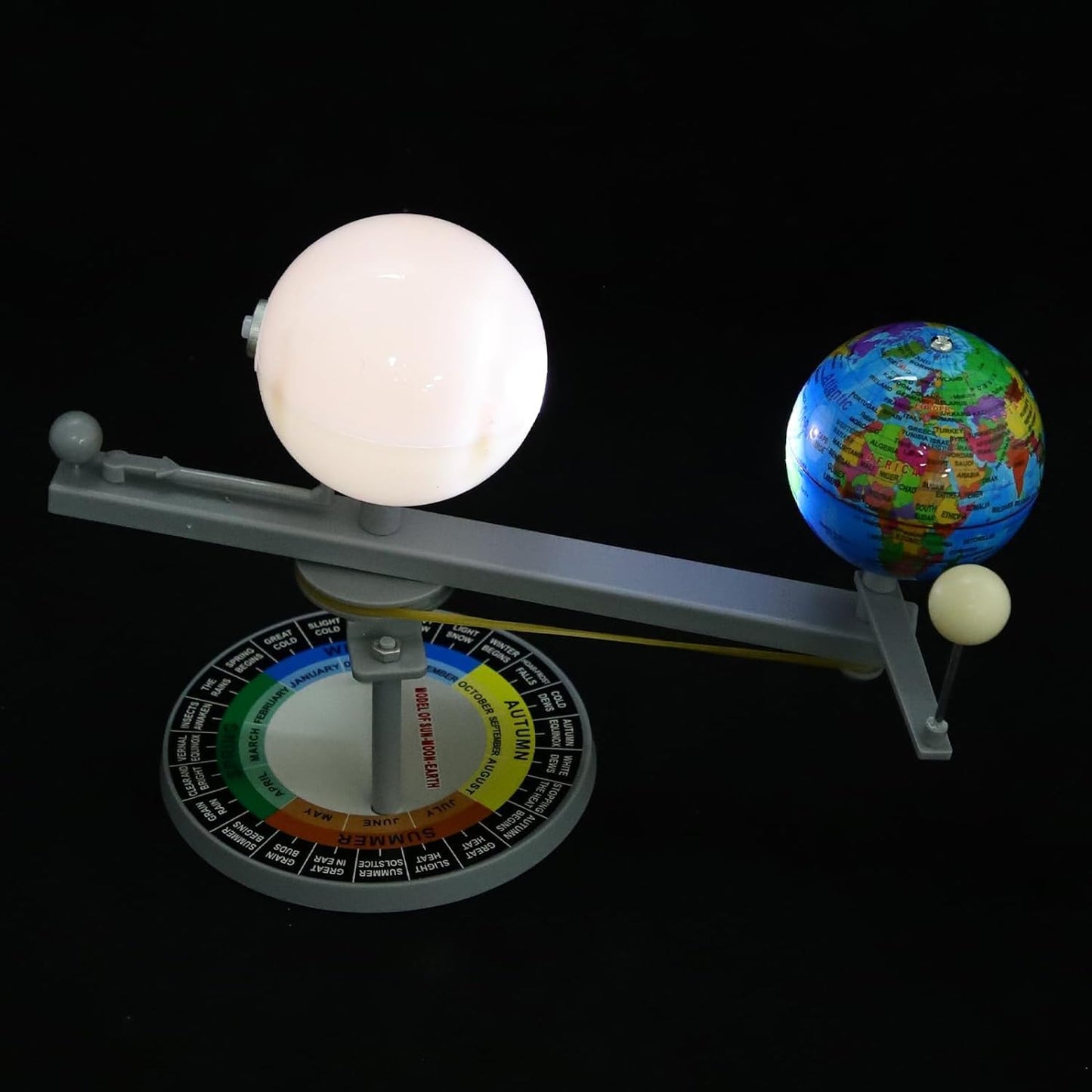 Vaguelly Sun Earth Moon Orbital Model Kids Educational Geography Model Astronomical Teaching Tool Moon Kid Toys Educational Illuminated Plastic Lunar Eclipse Taste to Rotate
