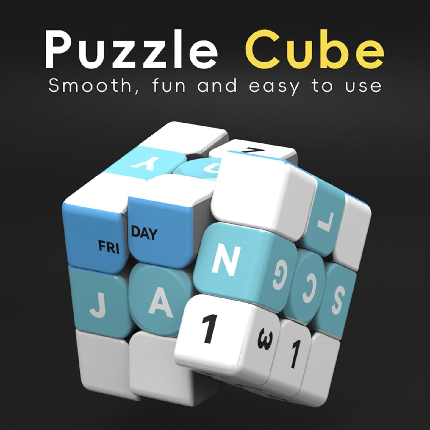Calendar 3x3 Speed Cube, UV Printing Cube Magic Cube Educational Puzzles Toys for Kids,Beginners and Adults (Stickerless)