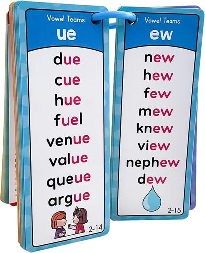 Lachilly Phonics Word Lists Cards, 117 Groups Phonetic Word Column List, Vocabulary Building Teaching Aids with 900+ Phonics Rhyming Words, Speech Therapy Tools for Toddlers