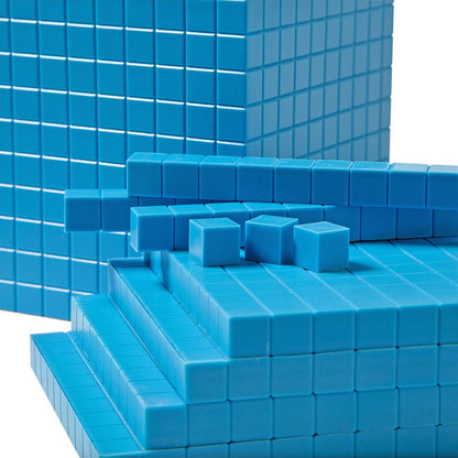 hand2mind Blue Plastic Base Ten Blocks Complete Classroom Set, Place Value Blocks, Counting Cubes, Math Blocks Kindergarten, Manipulative Kit for Mathematics for Elementary Teachers (Set of 161)