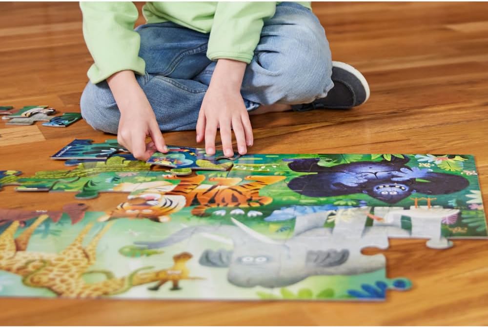 Crocodile Creek 36-Piece Jigsaw Floor Puzzle - Shark Reef - for Kids Ages 3-5 - Heavy-Duty Shaped Box for Storage - 24" W x 18" H Finished
