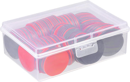 Educational Two-Color Plastic Counting Chips Math Counters Discs Storage Box for Boys and Math Practice Game Tokens Red Black