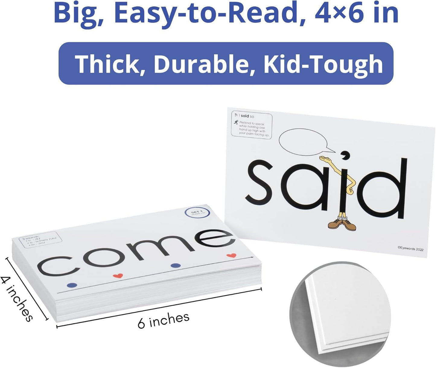 Sight Word Flash Cards with Sound Mapping & Phonics, Set 1 (High-Frequency Words 1–50) - Picture-Embedded, Multisensory Learning for Pre K - Grade 3 - Homeschool & Classroom Use - Model EW-25