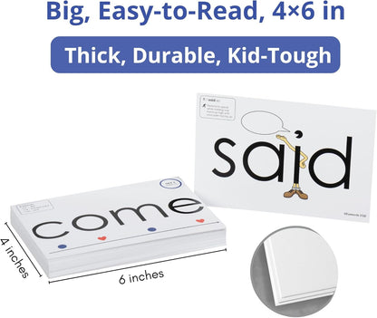Sight Word Flash Cards with Sound Mapping & Phonics, Set 1 (High-Frequency Words 1–50) - Picture-Embedded, Multisensory Learning for Pre K - Grade 3 - Homeschool & Classroom Use - Model EW-25