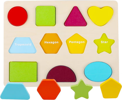 Wooden Puzzles for Toddlers, Kesletney Wooden Alphabet Number Shape Learning Puzzles for Kids, Preschool Educational Toys Gift for Boys Girls Ages 3 4 5 6 Years Old