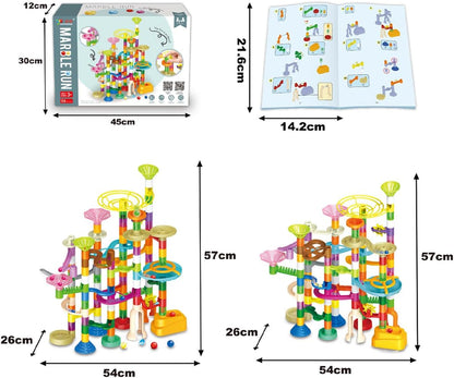 Marble Run for Kids Ages 4-8-12-150pcs Sturdy Building Toys - Amazing Fun Valentines Boys Girls Gifts - Magic Tracks - Glow in The Dark - Mindware - Marbles for Kids