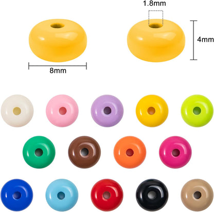 500PCS 8mm Acrylic Lentil Beads, White Abacus Beads Loose Beads for Crafts, Acrylic Spacer Beads for Jewelry Bracelet Necklace Making, Beads for Pens Charms Crafts, Small