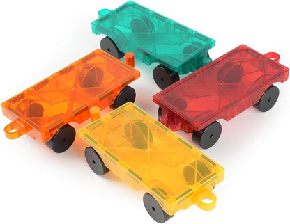 Magnetic Tiles, 96PCS Magnetic Block Toddler Toys with 2 Cars, 3D Clear Magnet Building Tiles Set, STEM Educational Toys for Kids 3-9 Years