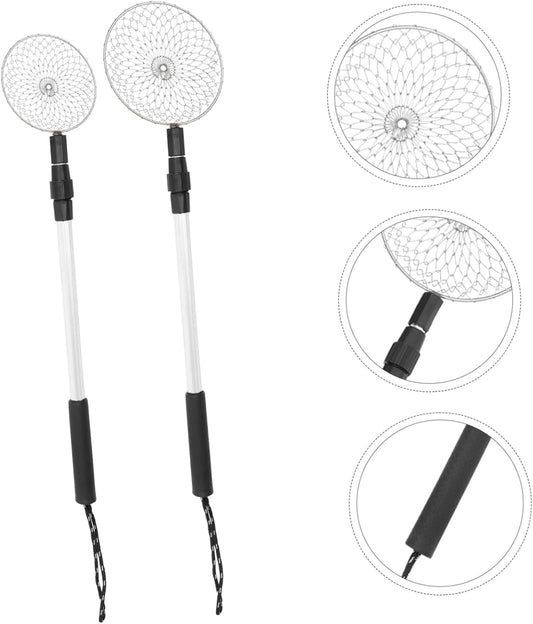 Beaupretty 2pcs Multifunction Retractable Beach Sand Sifter with Stainless Steel Shell Scoopers and Telescopic Aluminum Rods Lightweight and Portable Tools for Sand Sculpting and Shell