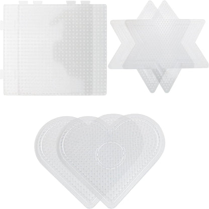 DGZZI 6PCS Fused Bead Board 2.6mm Transparent Plastic Bead Board Set 3 Shapes Handmade Material Beads Handmade Toys Patchwork Bean Base Plate Mini Perforated Bead Nail Plate