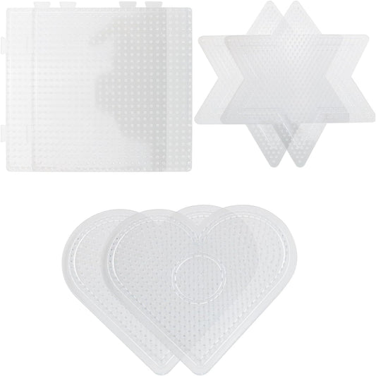 DGZZI 6PCS Fused Bead Board 2.6mm Transparent Plastic Bead Board Set 3 Shapes Handmade Material Beads Handmade Toys Patchwork Bean Base Plate Mini Perforated Bead Nail Plate