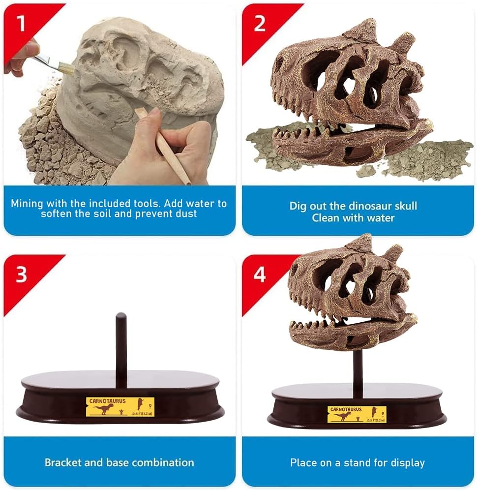 ArtCreativity Dinosaur Excavation Kit for Kids, Brachiosaurus Skull Excavating Set with Fossil Digging Tools and Stand, Fun Science Activity Toy, Educational Dinosaur Gift for Boys and Girls
