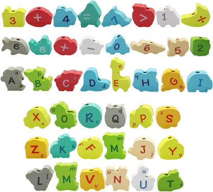 BMTOYS Montessori Educational Threading Toys Wooden Stringing Farm Animals Fruits Lacing Beads Preschool Toy for Toddler 3 4 5 Year Old Boys Girls