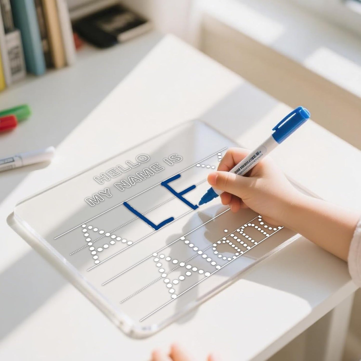 Personalized Name Practice Trace Board Custom Name Tracing Dry Erase Board Customized Rewritable Acrylic Alphabet and Number Handwriting Sign for Boys Girls School 5 * 7 inch