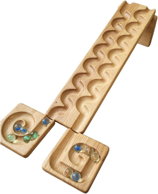 Wooden Marble Run Track “Wind” Race Machine Set Wooden Maze Board Ball Run Montessori Gift for Kids Wave Course Winding Track Toy