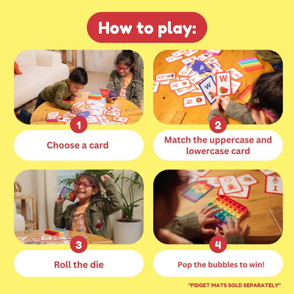 THE FIDGET GAME ABC Flash Card Game, Learn Uppercase & Lowercase Letters - Educational Learning Toy & Interactive Tools for Preschool Toddler Activities - 3+ Years