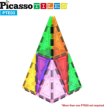 PicassoTiles 4pcs Magnetic Building Block Large Square Shape Magnet Tiles Construction Toy STEM Learning Kit Educational Playset Playboard Pretend Play Stacking Blocks Child Brain Development PTE09