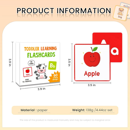60-Pack Educational Learning Cards - 3.5 x 3.5in Alphabet, Shapes, Colors & Number Flashcards for Early Learning