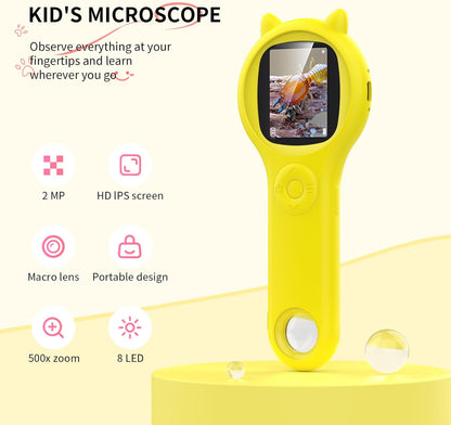 Microscope for Kids - Electronic Handheld Magnifying Glass for Children-STEM Outdoor Science Kit for Summer Travel & Camping Toy,Birthday Gifts Toys for 5-8 9-12 Year Old Girls（Purple）