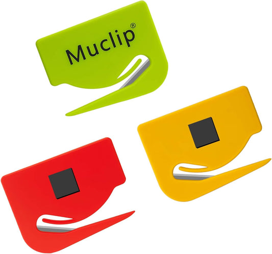 6 Pack Magnetic Letter Opener Kit - Safety Envelope Slitter with Hidden Blade & ABS Grip,6 Colors Envelope Opener for Letter,Mail,Packages,Office,Home (Includes 6 Magnetic Stickers)