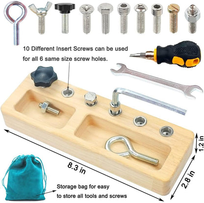 14 Pcs Kids Montessori Screwdriver Board Set, Wooden Screw Driver Activities Tools Montessori Toys for 3 4 5 Year Old, Basic Skills Educational Sensory Learning Toy for Kids Toddlers Preschool