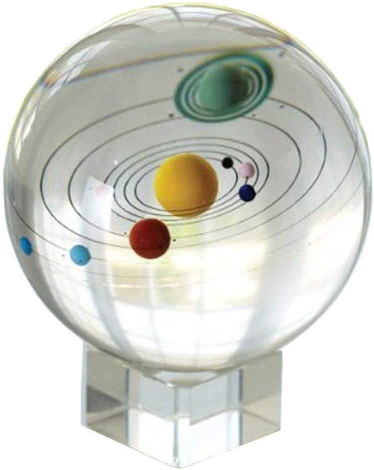 Amlong Crystal 3.1 inch (80mm) Solar System Crystal Ball with Crystal Stand and Gift Box