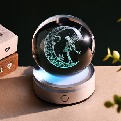 3D Solar System Crystal Ball Universe Glass Ball Space Astronomy Gift Planets Model Science Astrophysics Gifts Solar System Night Light Glass Globe Decor with 12 Colorful Modes Light Base