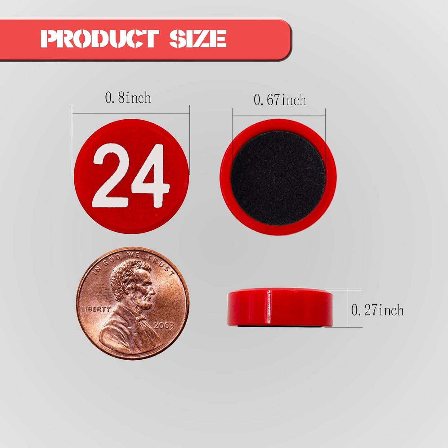 1-50 Magnetic Numbers, Magnets with Number for Dry Erase Boards, Round Number Refrigerator Magnets for Whiteboard in Home and Office (0.8" Diameter, Black)