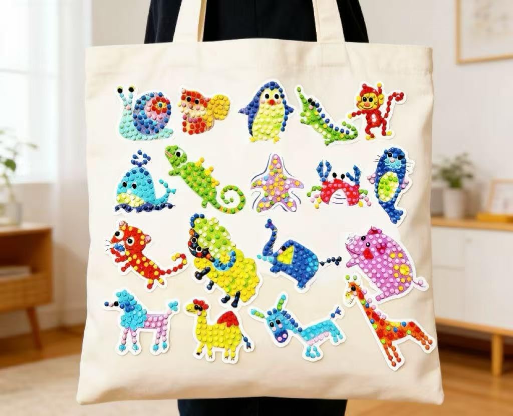 FONYANE Diamond Art for Kids & Girls & Boys,Gem Art Animal Stickers Craft Kit for Kids Ages 4-6-8-10-12,Arts & Crafts for Boys Girls Birthday Party Gift Toy