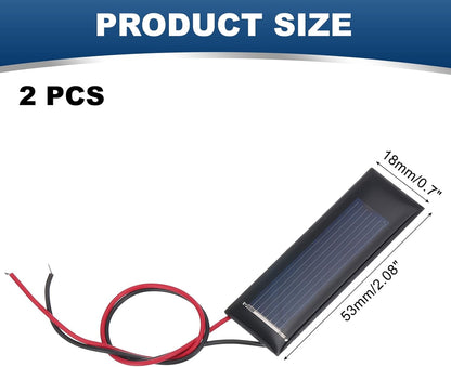MECCANIXITY 2 Pcs 5.5V 0.44W 70mA Mini Solar Panels, Small Polycrystalline Solar Cell Panel with 2 Cable for DIY Electric Toy Materials Kits Charger, 60mm x 60mm