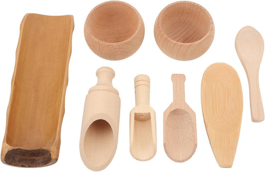 Dan&Dre Sensory Bin Tools Toy, Wooden Bowls Scoop Toys for Fine Motor Learning and Sensory Play, with Smooth Edges for Toddlers