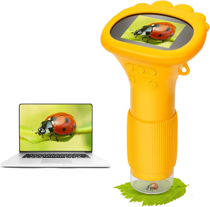 Kids Microscope Pocket Microscope, 2" IPS Screen 1000X Portable Microscope for Kids, Photo and Video Camera, Christmas Birthday Gifts for Age 3 4 5 6 7 8 9 10 11 12 Girls Boys
