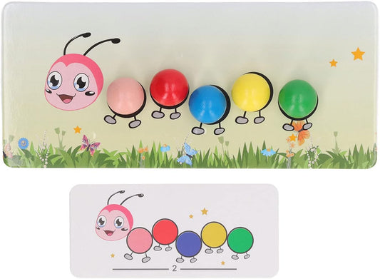 Caterpillar Clip Beads Toy, Worm Caterpillar Pattern Clip Beads Toy Interactive Toy Puzzle Toy for Kids Color Sorting Matching Game