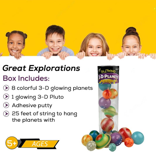 Great Explorations, 3D Glow in the Dark Planets in a Tube, Ages 5 and Up