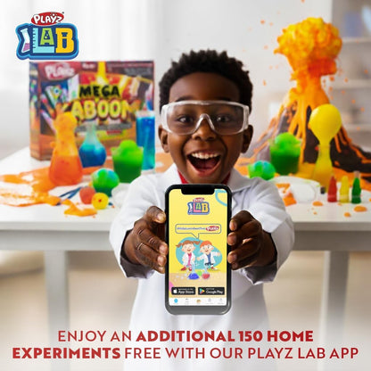 Playz Kaboom! 50+ Explosive Science Experiments Kit for Kids Age 8-12 with 25 Playz Lab Token Experiments - Chemistry Set STEM Learning & Educational Toys & Gifts for Boys, Girls, Teenagers & Kids