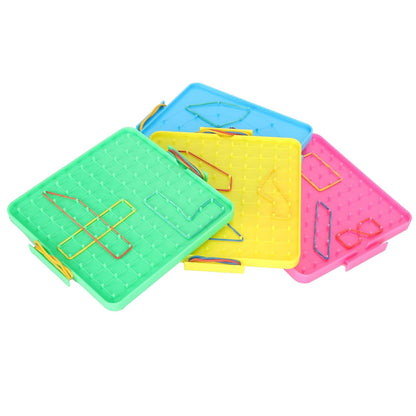 HEEPDD 4Pcs Nail Board Toy, Rubber Band Pegboard Set for Kids Educational Math Learning, with Round Smooth Corners and Durable Plastic, Fun Teaching Aids for Classroom or Home